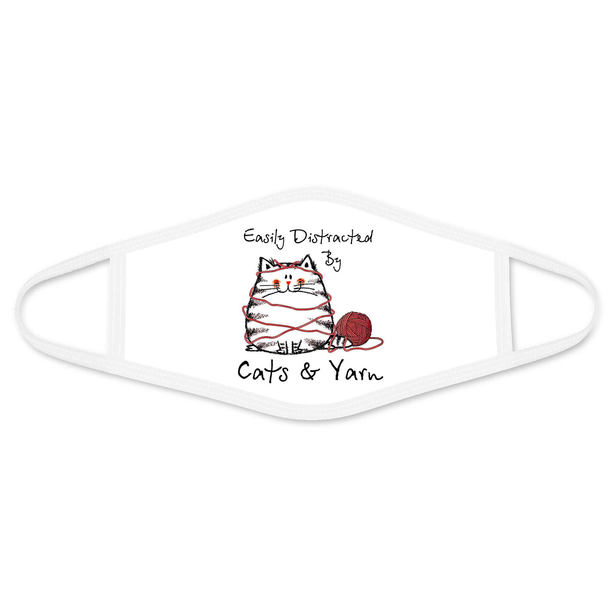 Big Cat and Yarn Sewing Face Mask DL