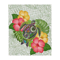 Hibiscus Flower Turtle Polynesian Sherpa Blanket ML
