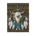 Custom Blanket Native American Bull Skull And Dreamcatcher Sherpa Blanket MEI