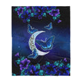 Butterfly Sun and Moon Blue Sherpa Blanket