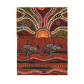 Aboriginal Pattern Australia Indigenous Kangoroo running Sherpa Blanket HC