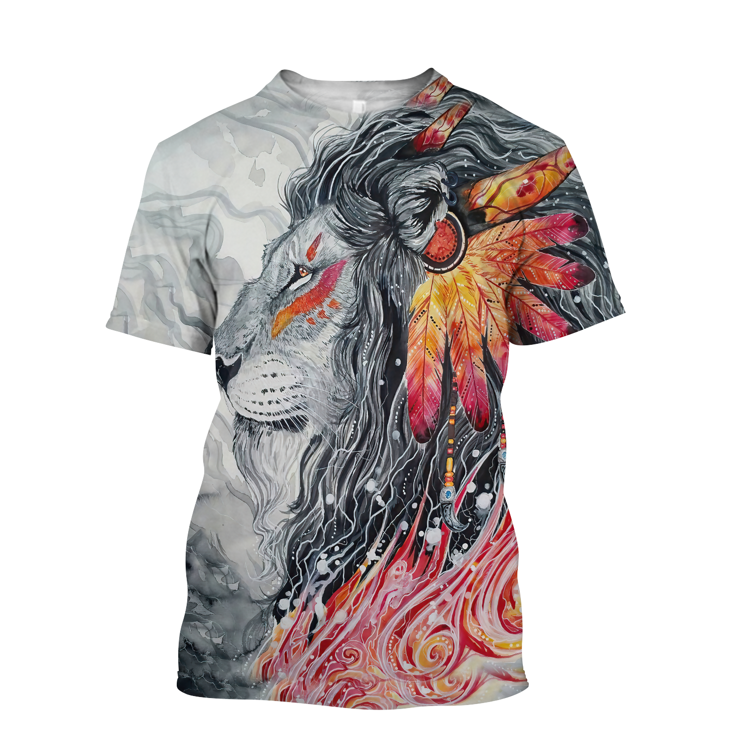 Native Lion Over Printed T-shirt for Men and Women