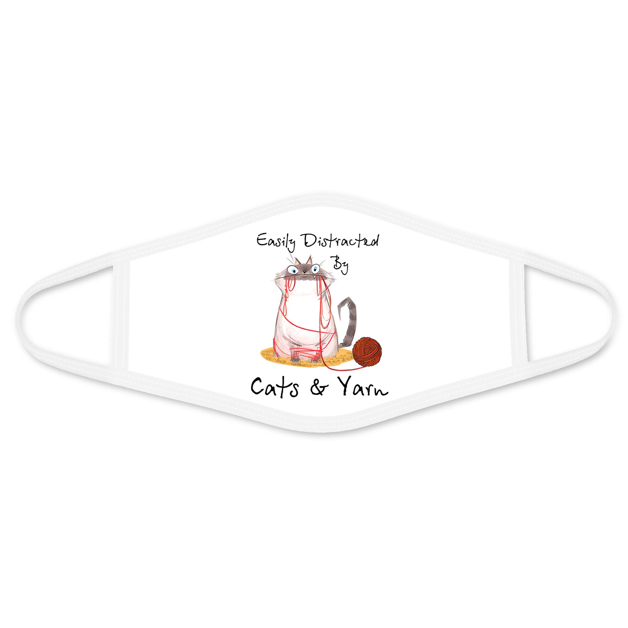 Cat and Yarn Funny Face Mask DL