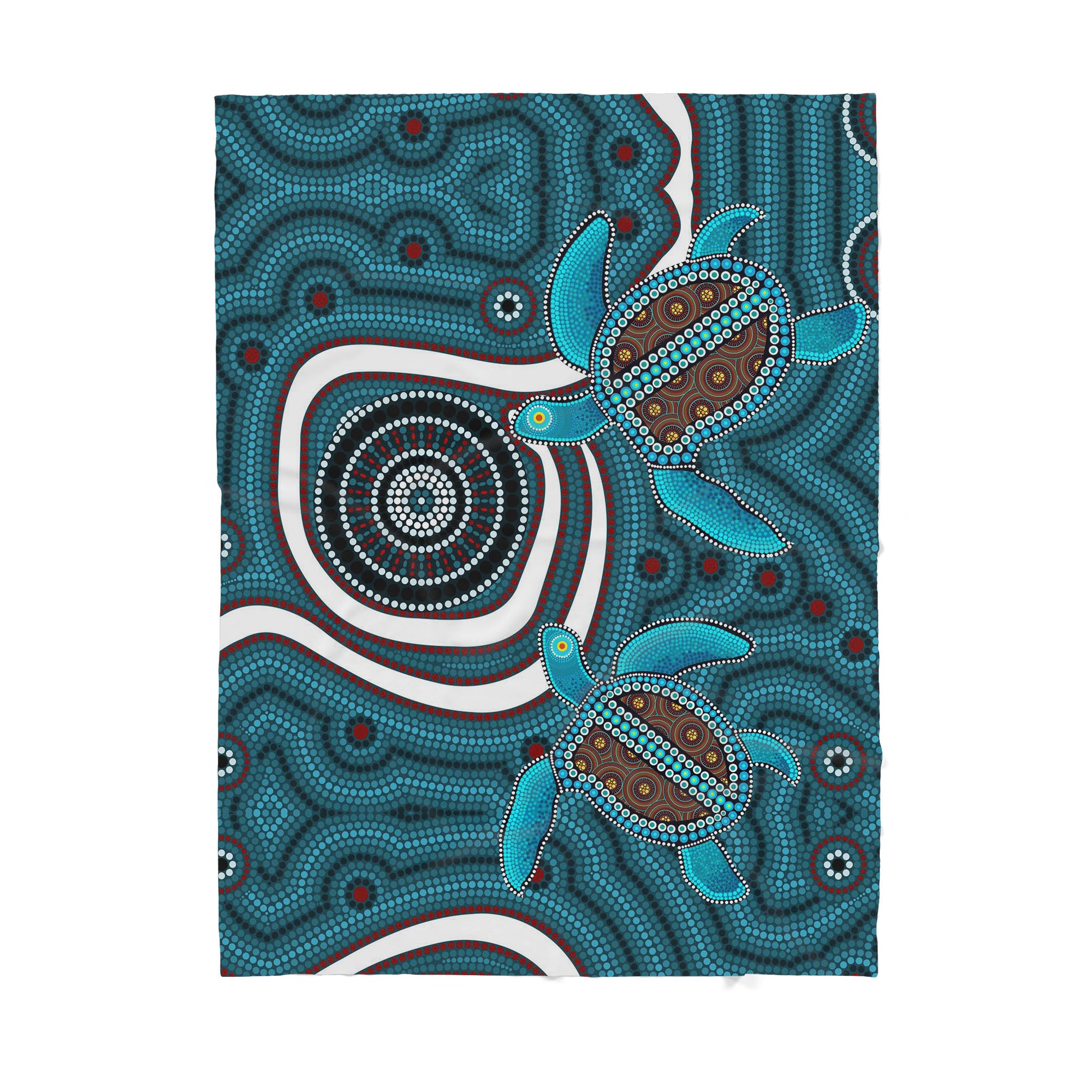 Australian Aboriginal Pattern Blue Turtles Sherpa Blanket HC