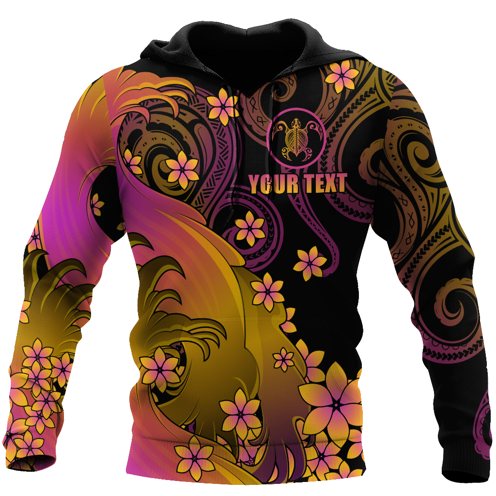 Amazing Polynesian Personalized Wave And Frangipani Unisex Deluxe Hoodie ML