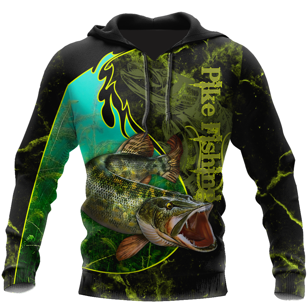 Northern Pike fishing underwater Yinyang camo 3d print shirts