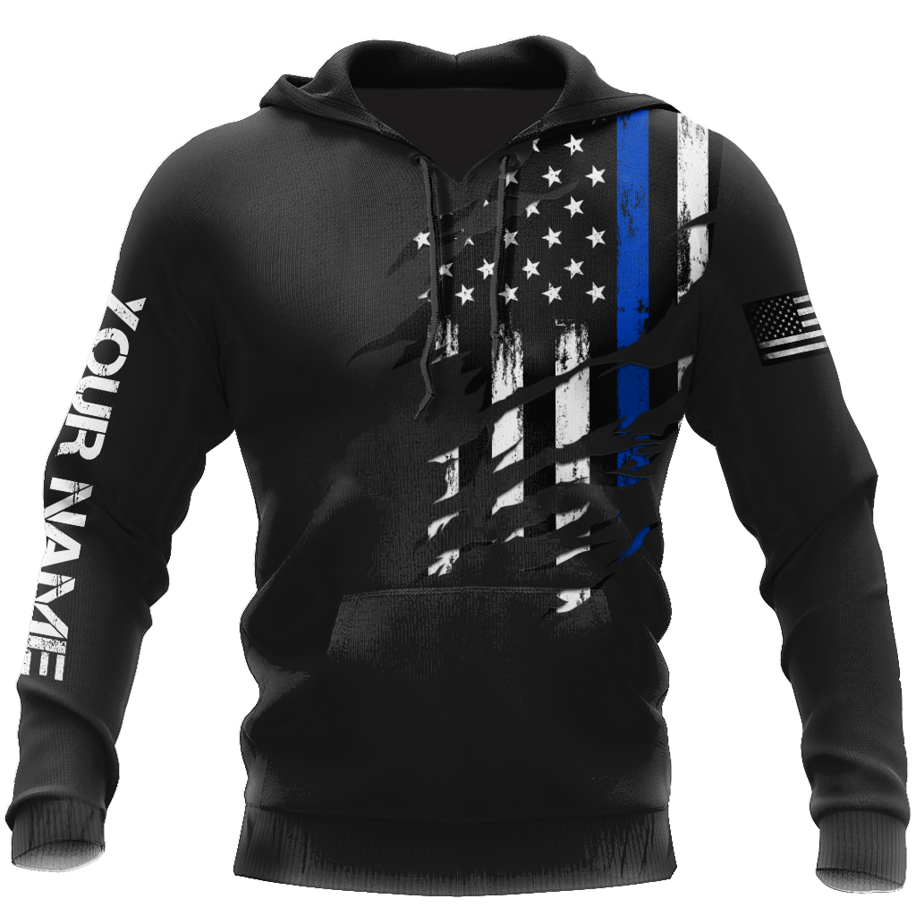 Thin Blue Line apparel US Law Enforcement custom name design 3d print shirts