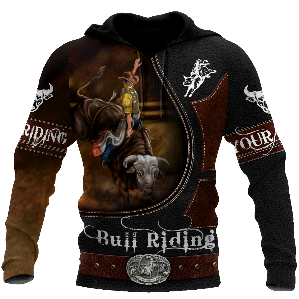 Personalized Name Bull Riding 3D All Over Printed Unisex Shirts Brown Ver2