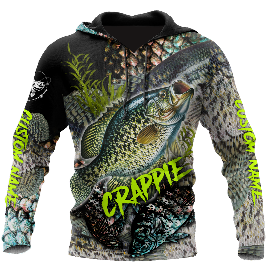 Custom name Crappie Fishing on skin 3D Design print shirts