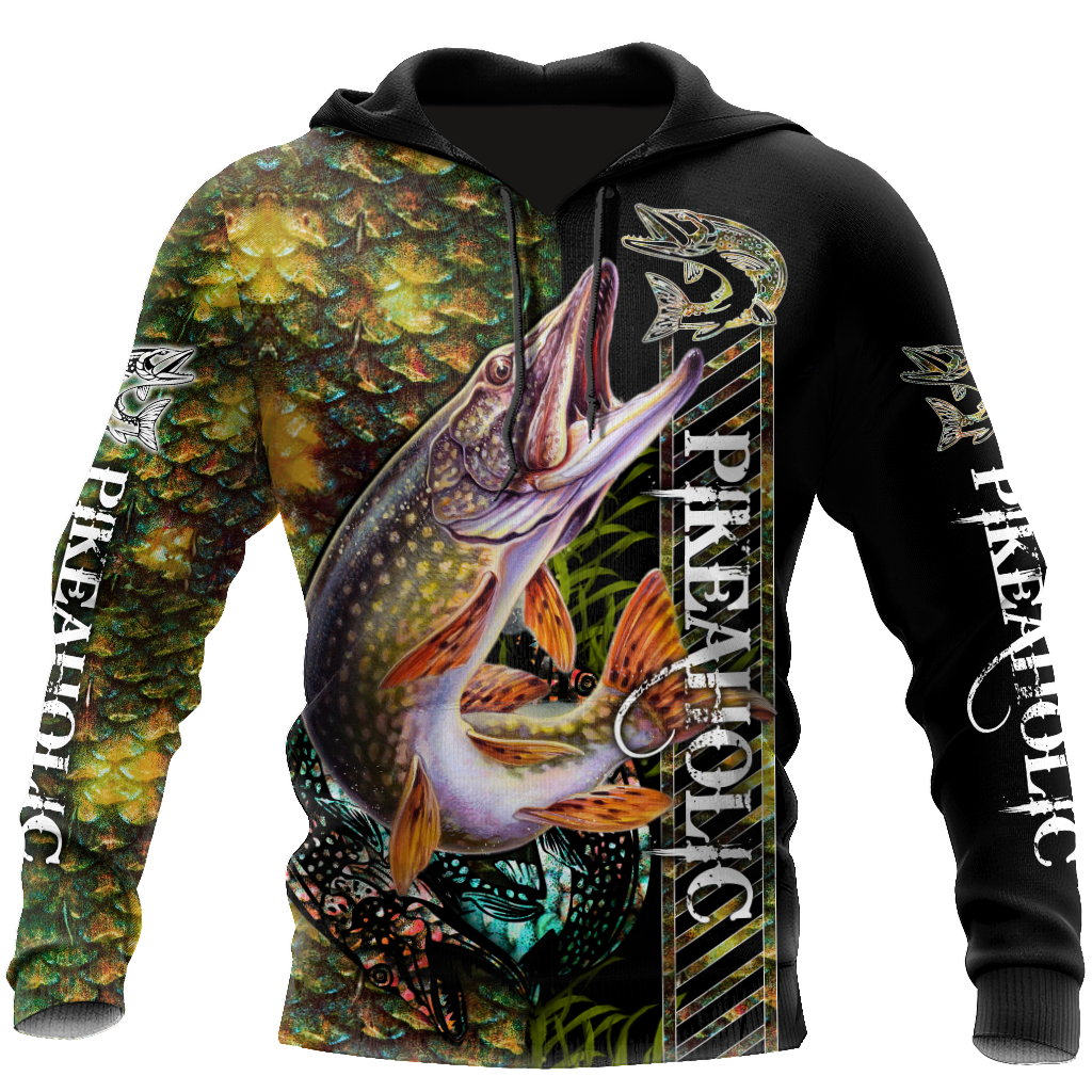 Fishaholic Northern Pike Fishing camo unisex 3d all over printed shirts