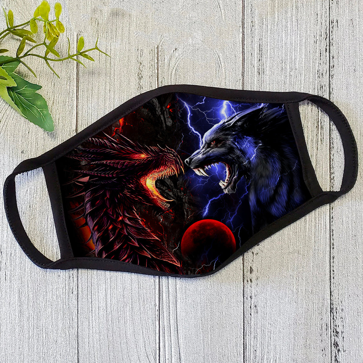 Dragon Mask Red And Blue Dragon And Wolf Polyblend Face Mask ver2 HG