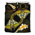 Cook Islands Bedding Set Plumeria - Polynesian Manta Ray Yellow Bedding Set