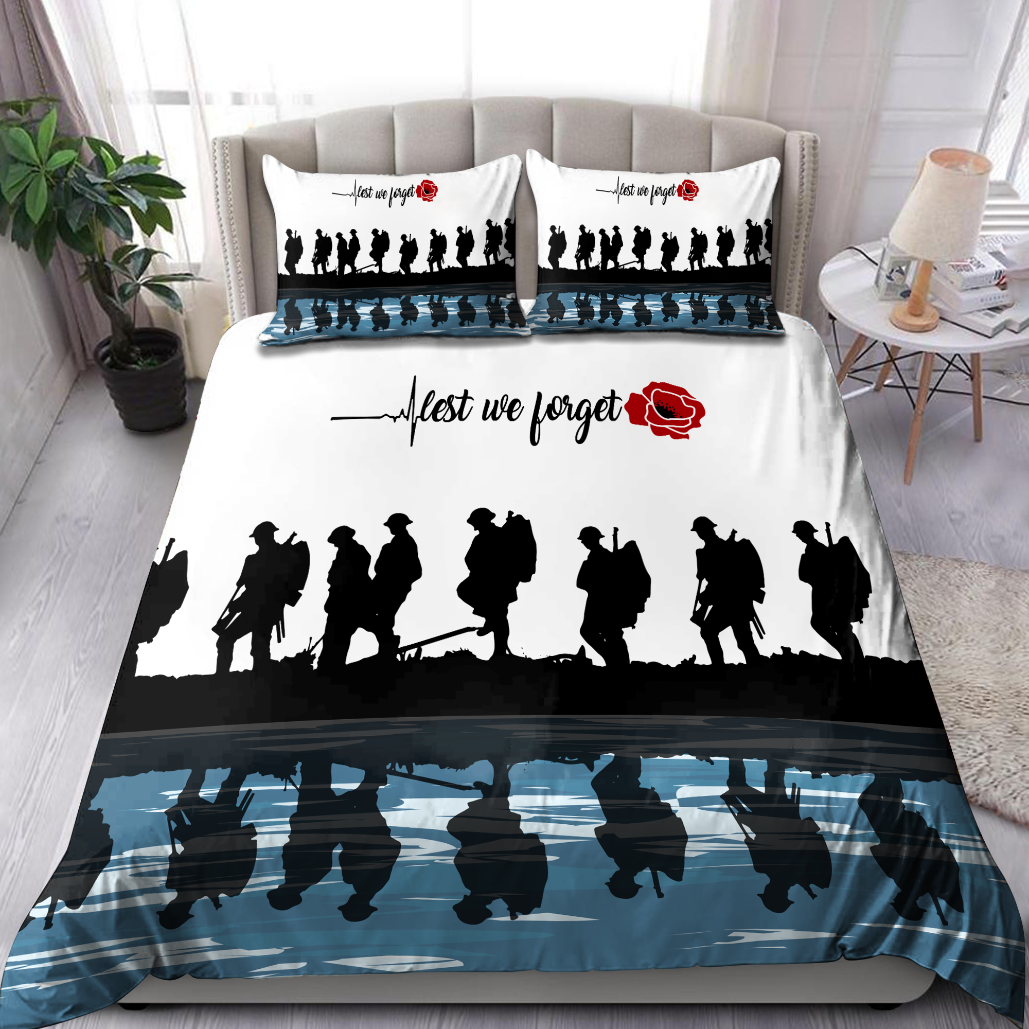 Lest we forget Honor the fallen UK Veteran 3D print Bedding set