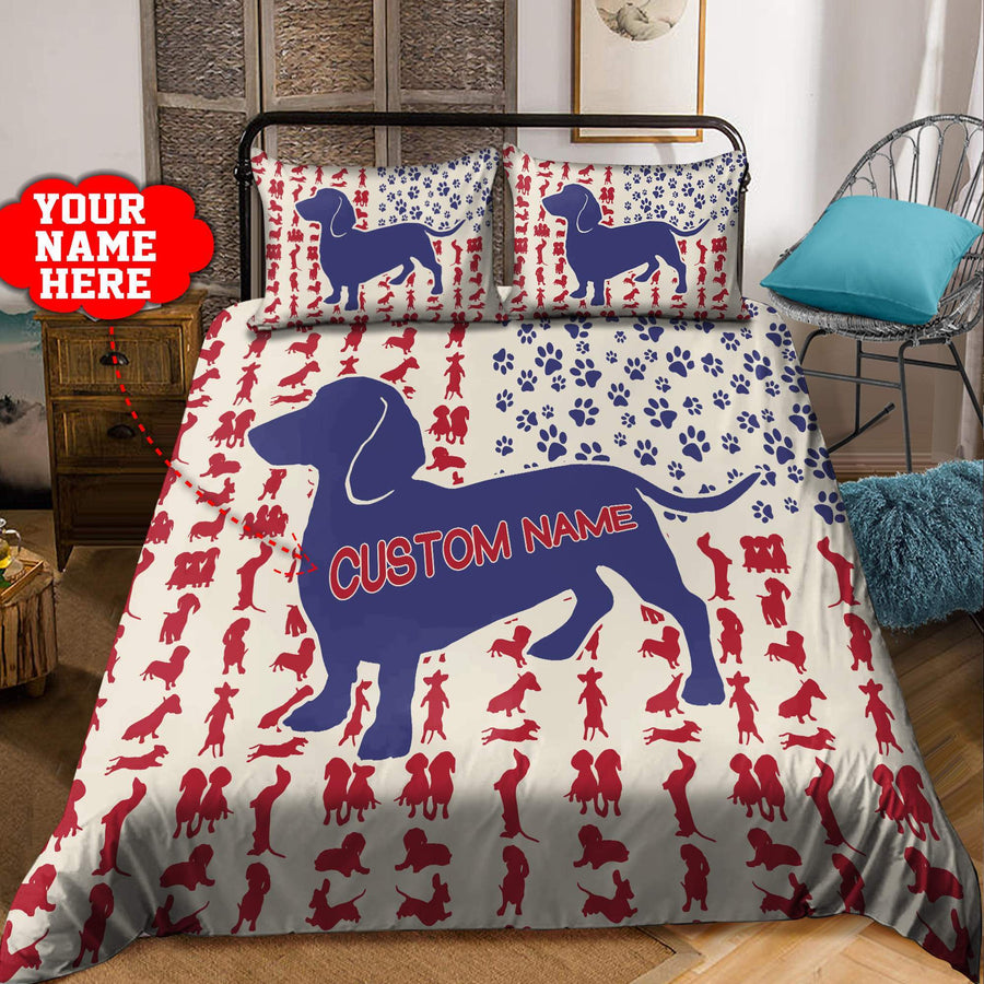 Customzie Name Dachshund And Love Bedding Set HHT17042103