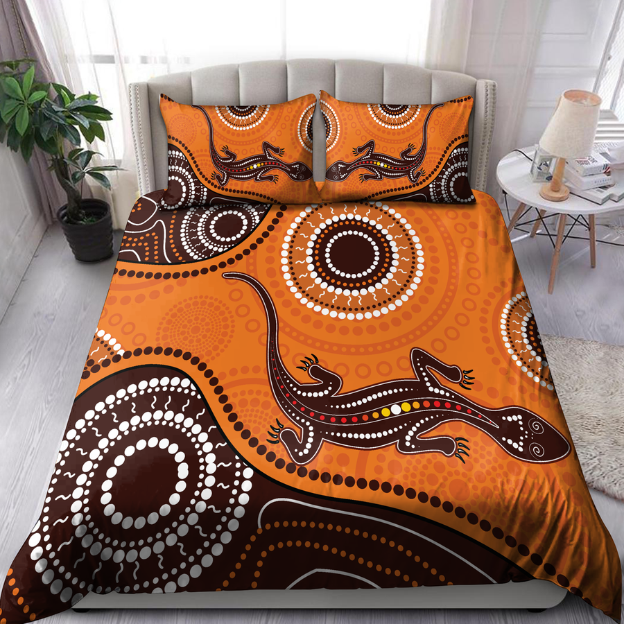 Aboriginal Indigenous Lizard Vintage Bedding Set TN
