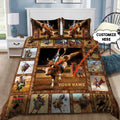 Personalized Name Bull Riding Bedding Set Rodeo Art Ver 2