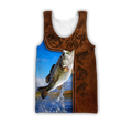 Bass Fishing water camo Cosplay leather 3D print shirts