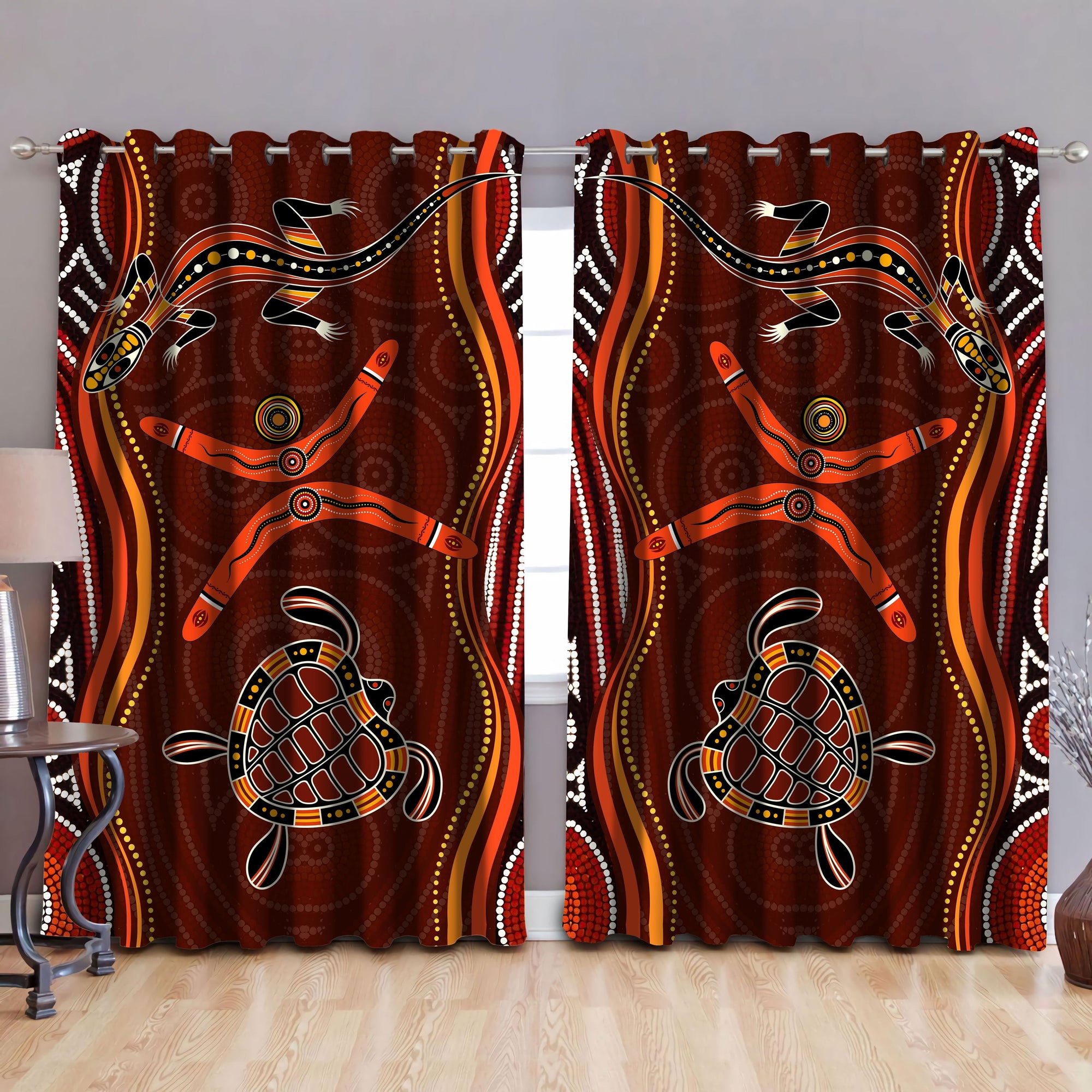 Aboriginal Naidoc Week Heal the Lizard and Turtle 3D print Curtain