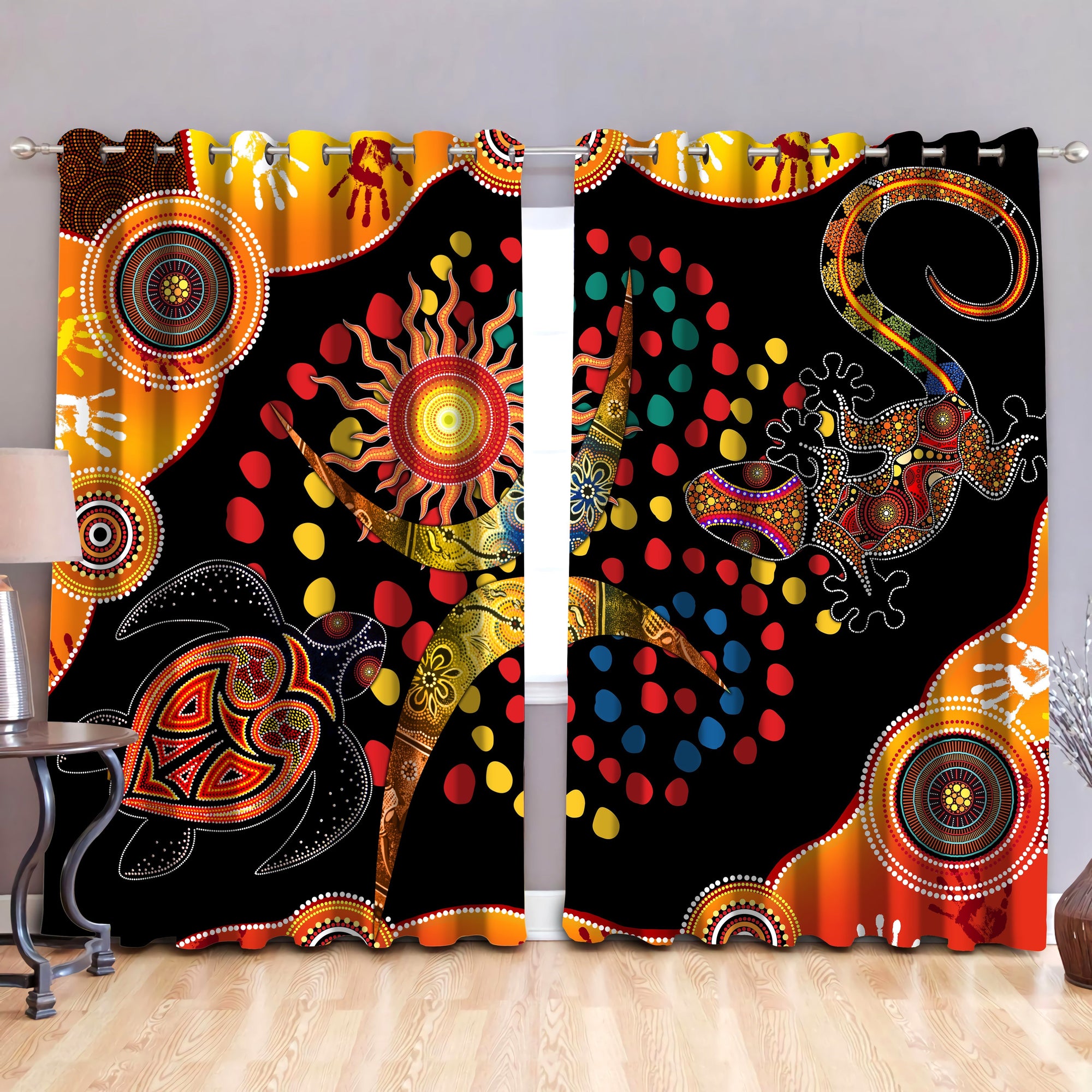 Aboriginal Naidoc Week 2021 Turtle Lizard Thermal Grommet Window Curtains