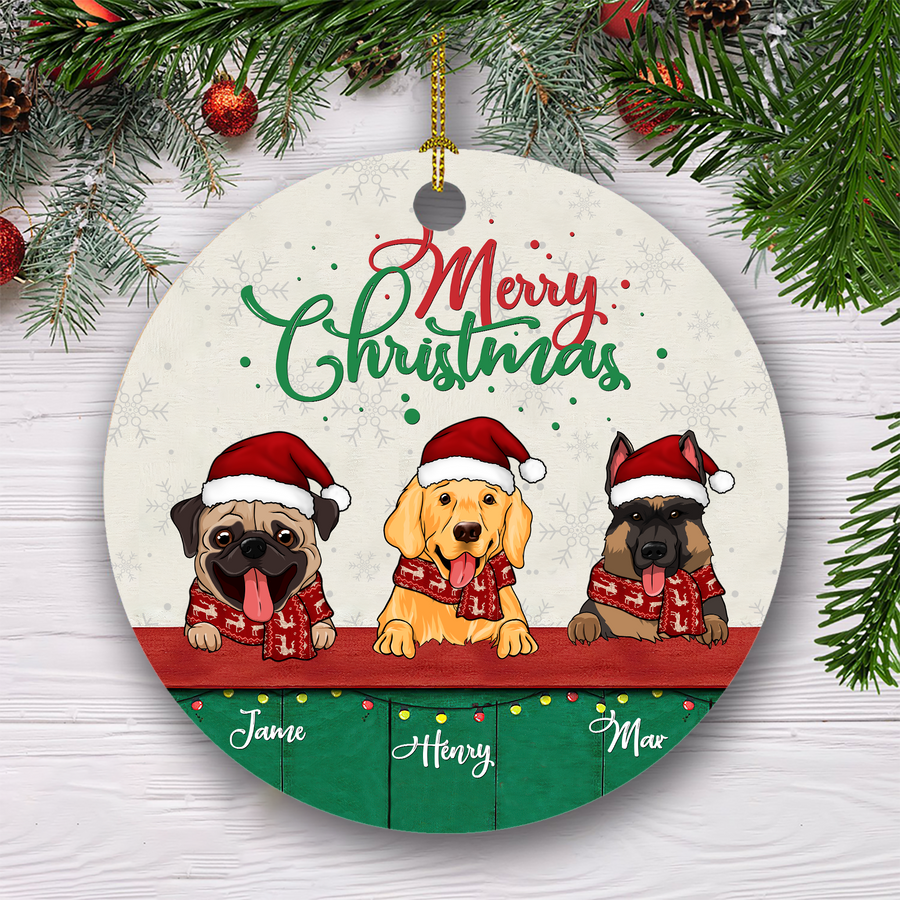 Merry Christmas Customized Ornament Christmas Gift For Dog Lover Home Decor