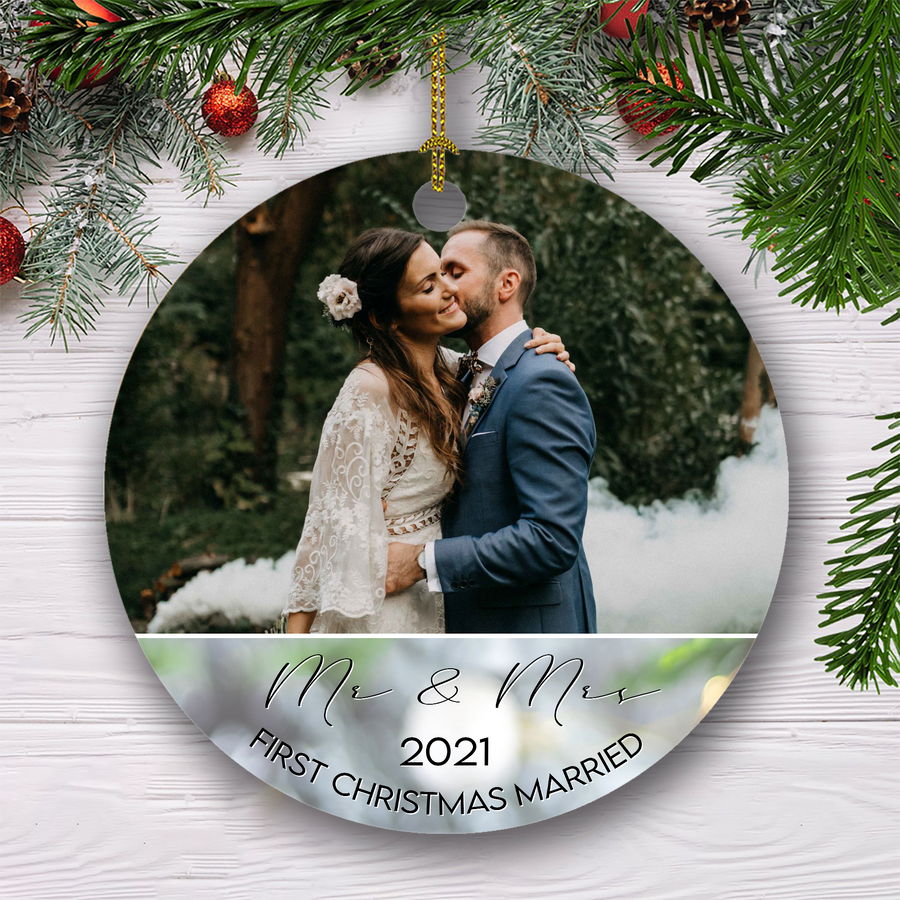 First christmas Married Customized Ornament Christmas Gift For Couple Home Decor