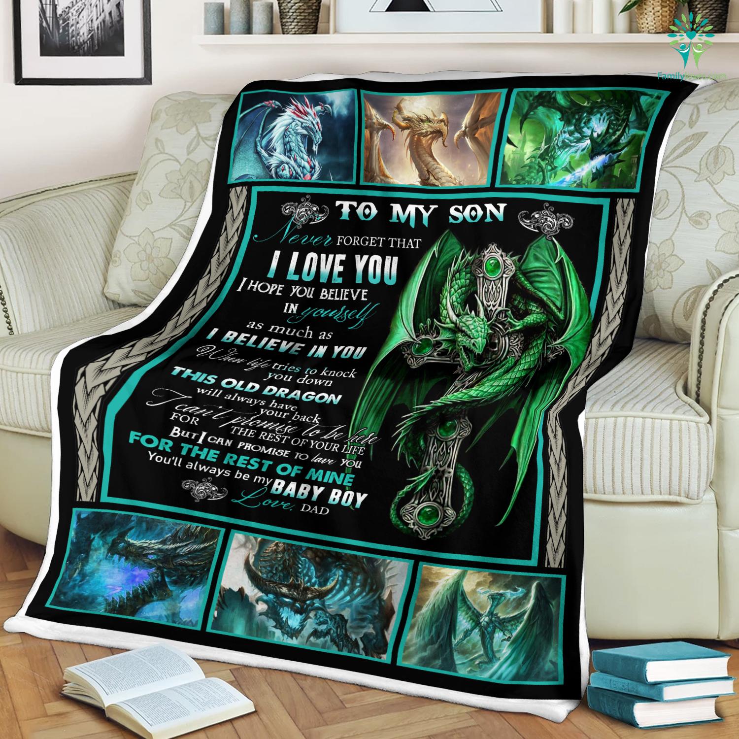Custom Blanket To My Son Green Dragon - Best Christmas Gift For Son- Sherpa Blanket DL