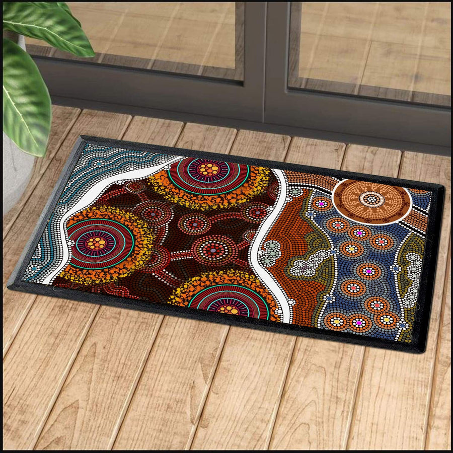 Aboriginal Decors Australian Gifts Brown Circle Dots Door Mat