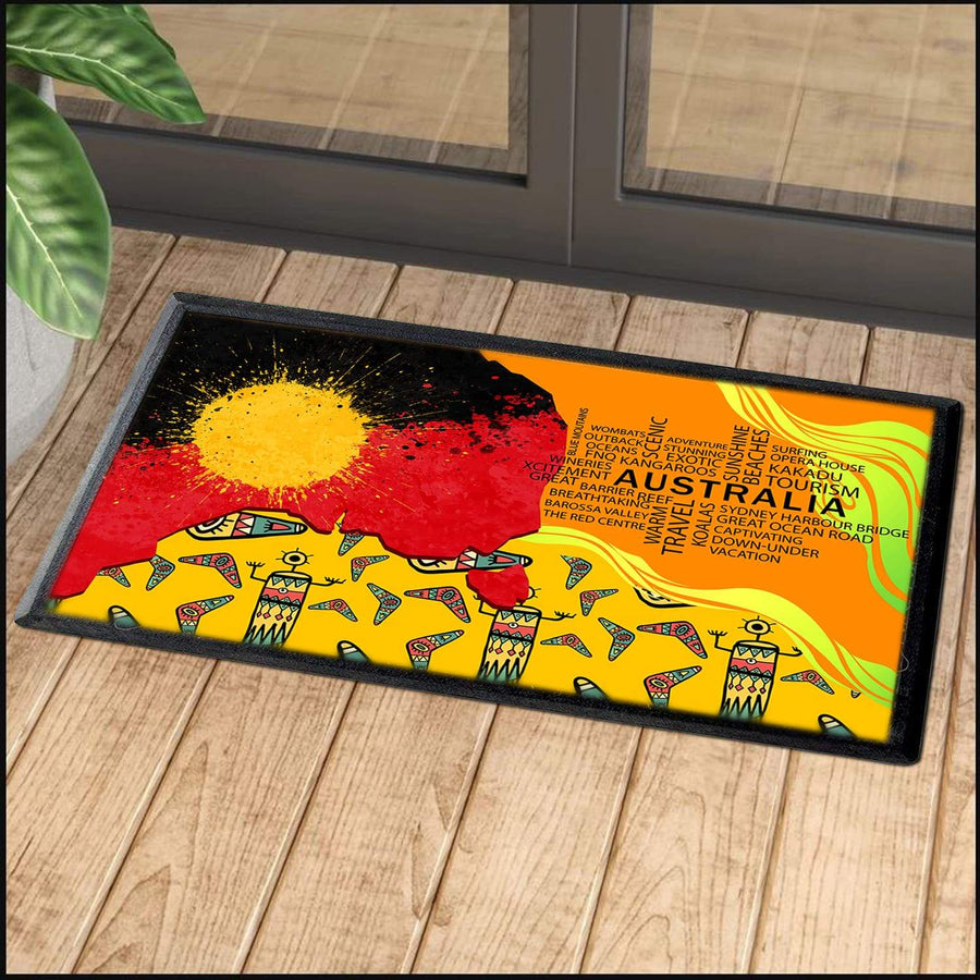 Aboriginal Decors Australian Gifts Boomerang Indigenous Door Mat
