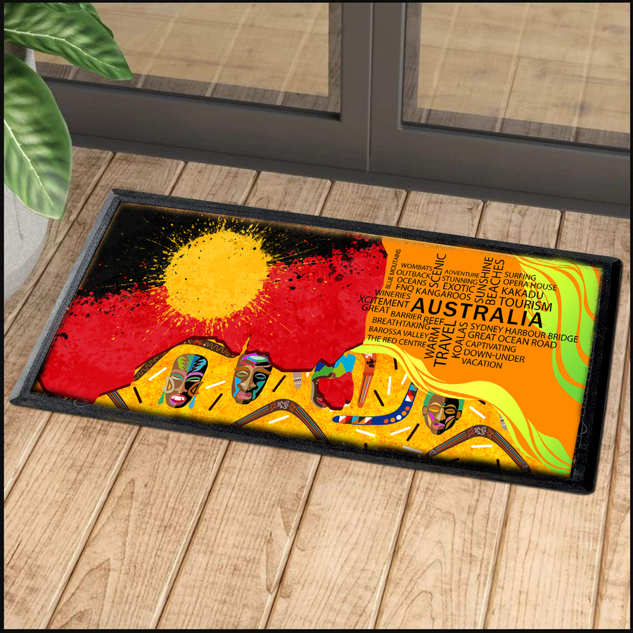 Tmarc Tee Aboriginal Decors Australian Gifts Indigenous Boomerang Door Mat SN28062108