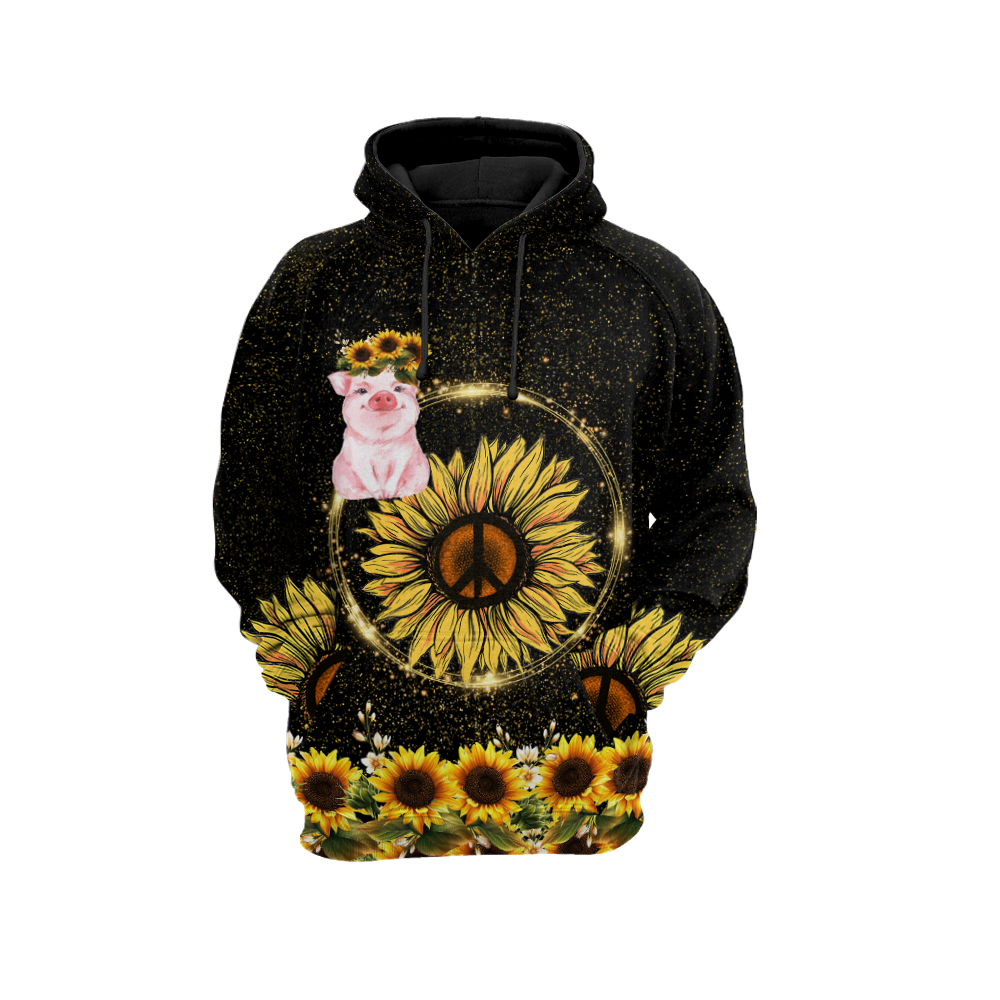 Lovely Pig And Sunflower 3D All Over Printed Shirts