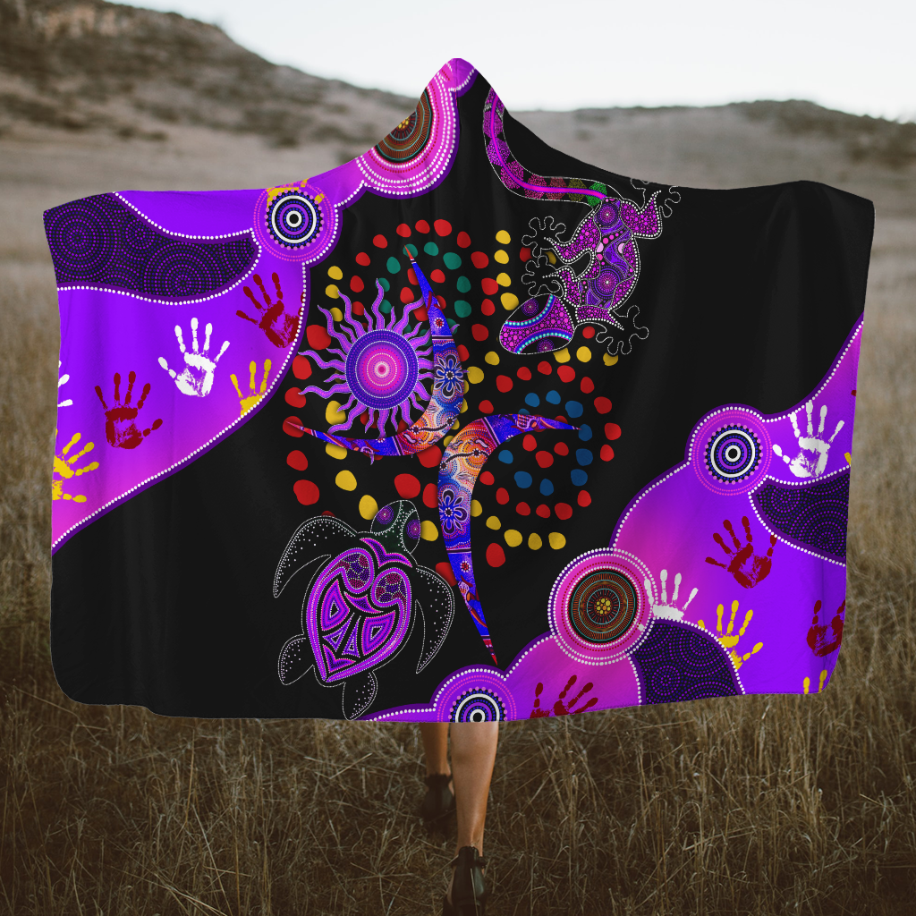 Aboriginal Naidoc Week 2021 Best Purple Turtle Lizard Hooded Blanket