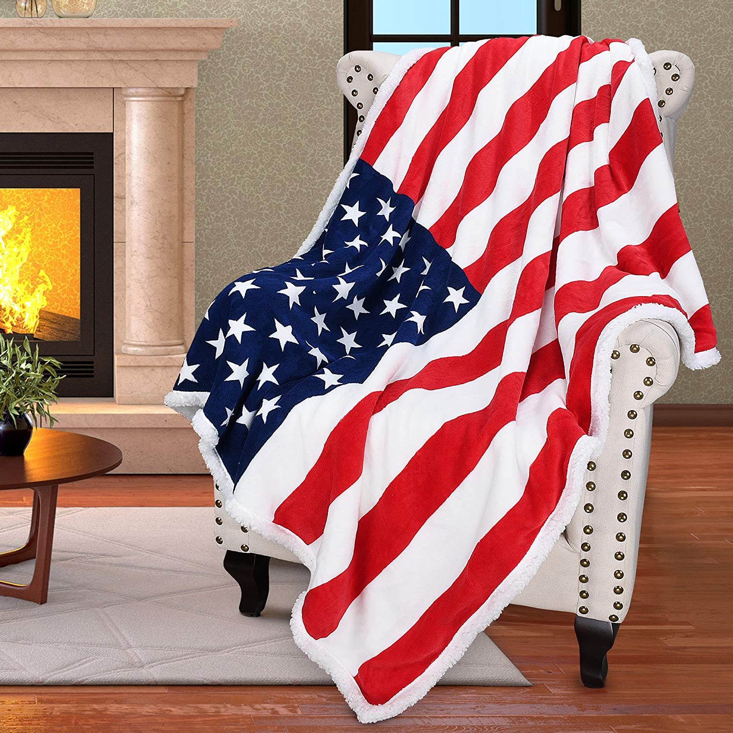 Custom blanket American Flag one nation best gift for family Sherpa Blanket HC