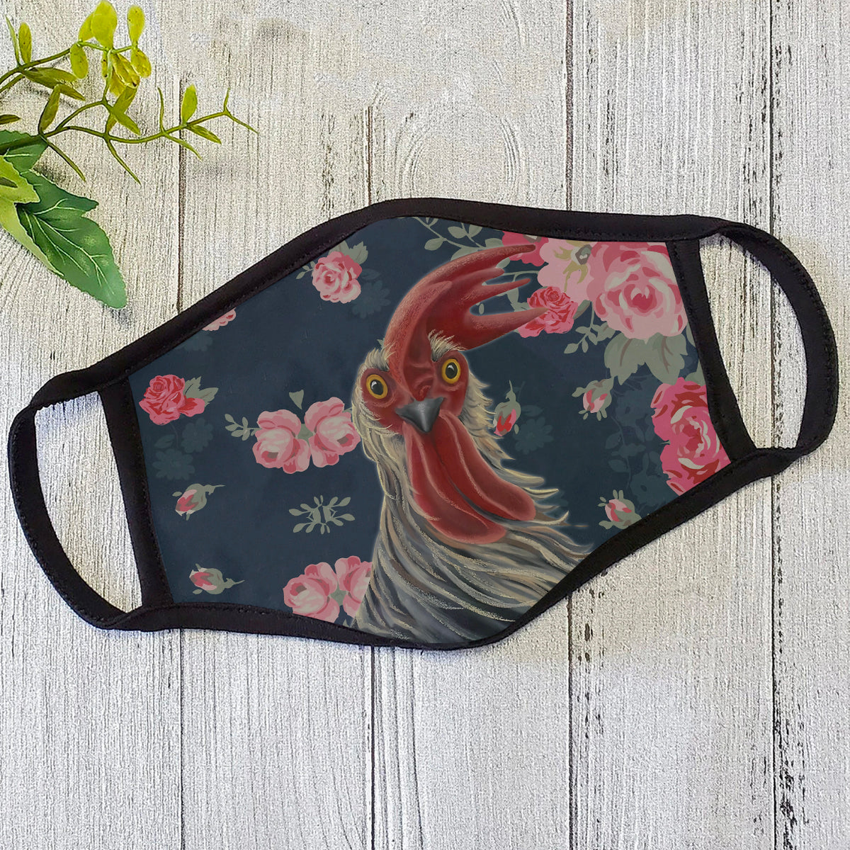 Rooster Foral Face Mask ML