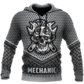 Mechanic Skull 3D All Over Printed Hoodie For Men and Women TN