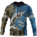 Trout Fishing blue Tattoo camo shirts for men and women