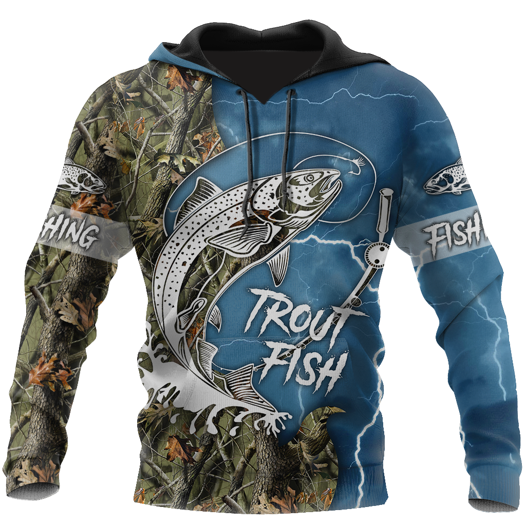 Trout Fishing blue Tattoo camo shirts for men and women