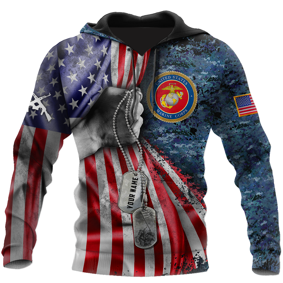 US Marine Corps tag Custom name 3D shirts for men and women