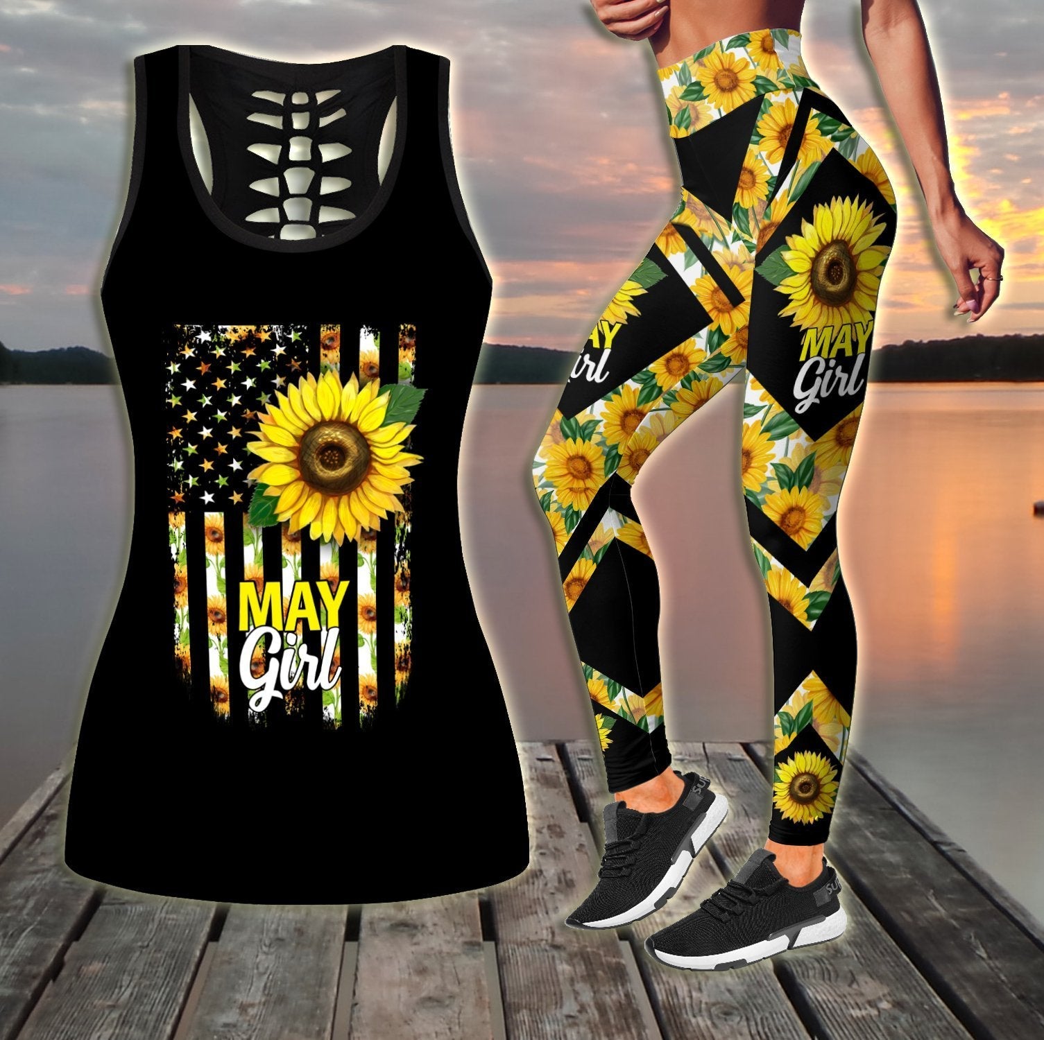 May Girl Sunflower Combo (Legging+Tank) TR1405205S - Amaze Style™-Apparel