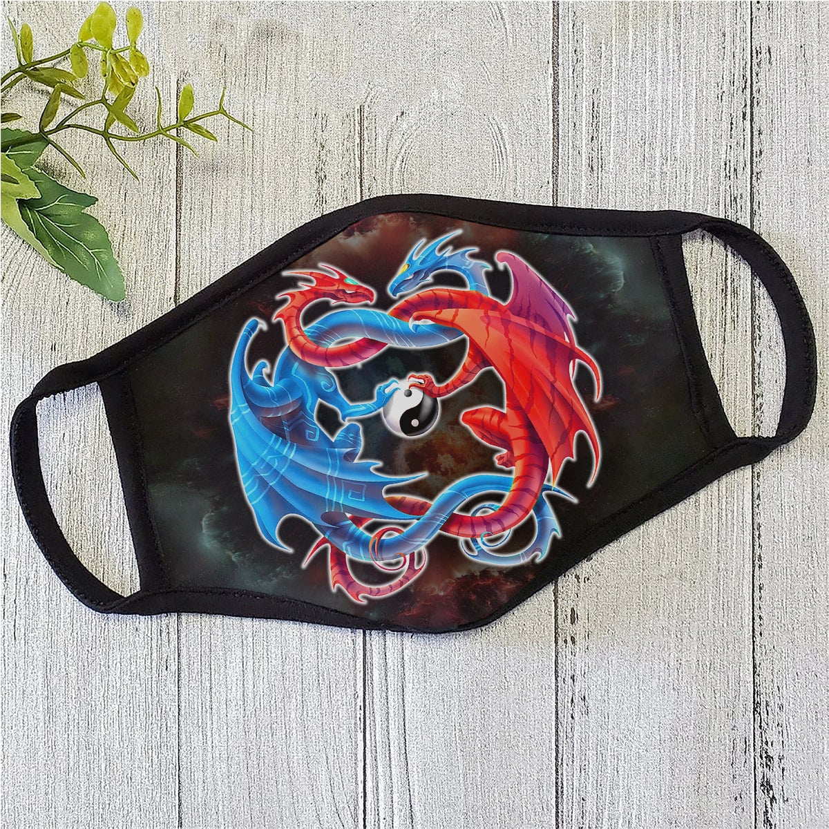 Dragon Mask Couple Yin And Yang Dragon Polyblend Face Mask HG