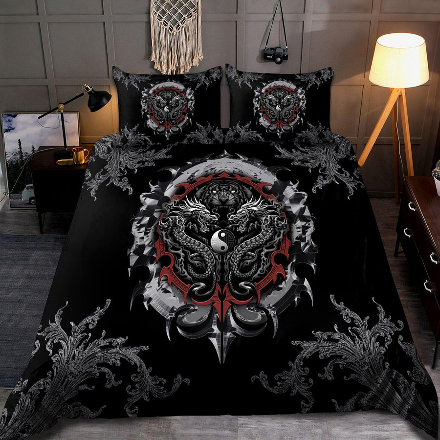 Dragon Tiger Yin And Yang Gothic Art 3D Printed Bedding Set-ML