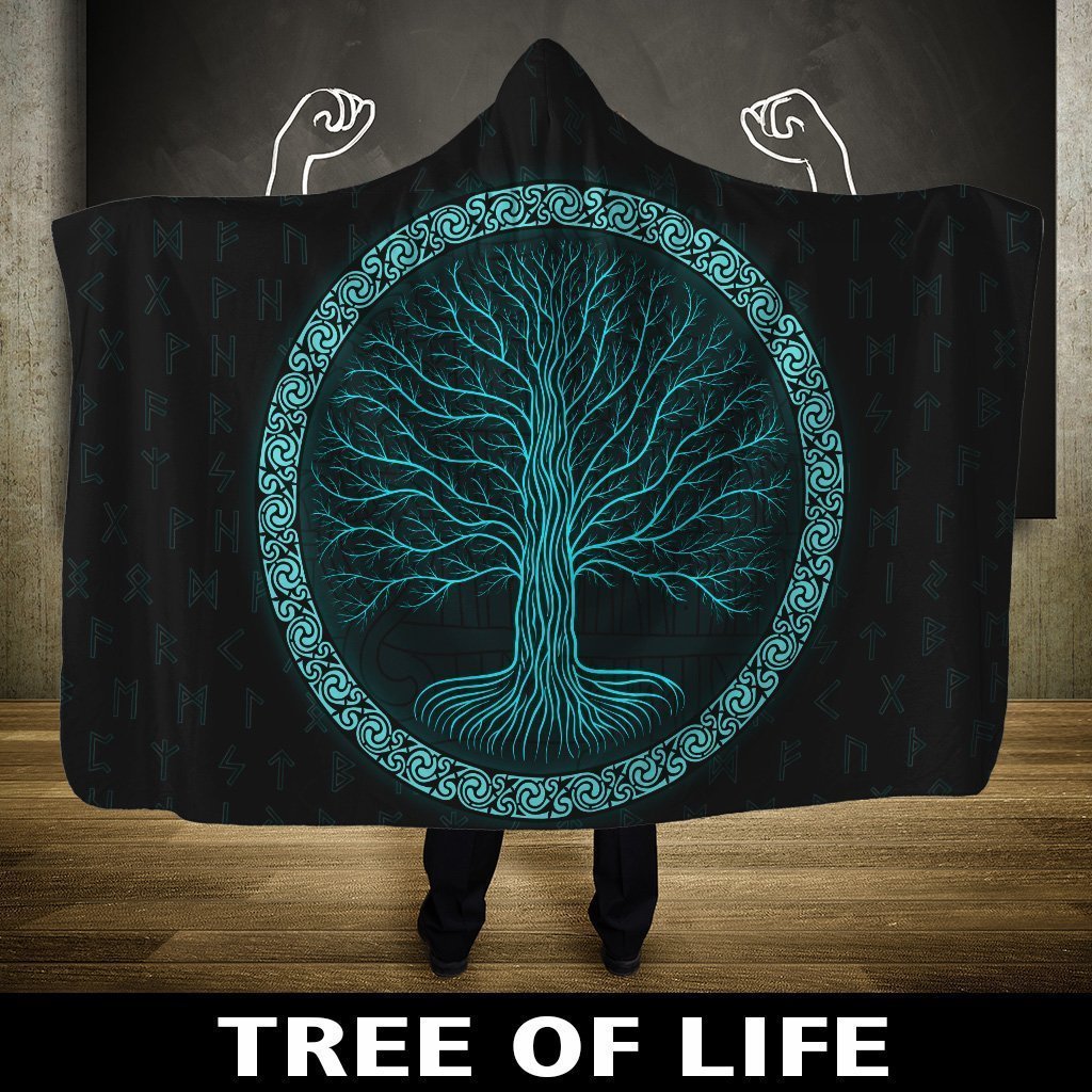 Viking Hooded Blanket - Viking Tree of Life PL089 - Amaze Style™-HOODED BLANKETS (P)