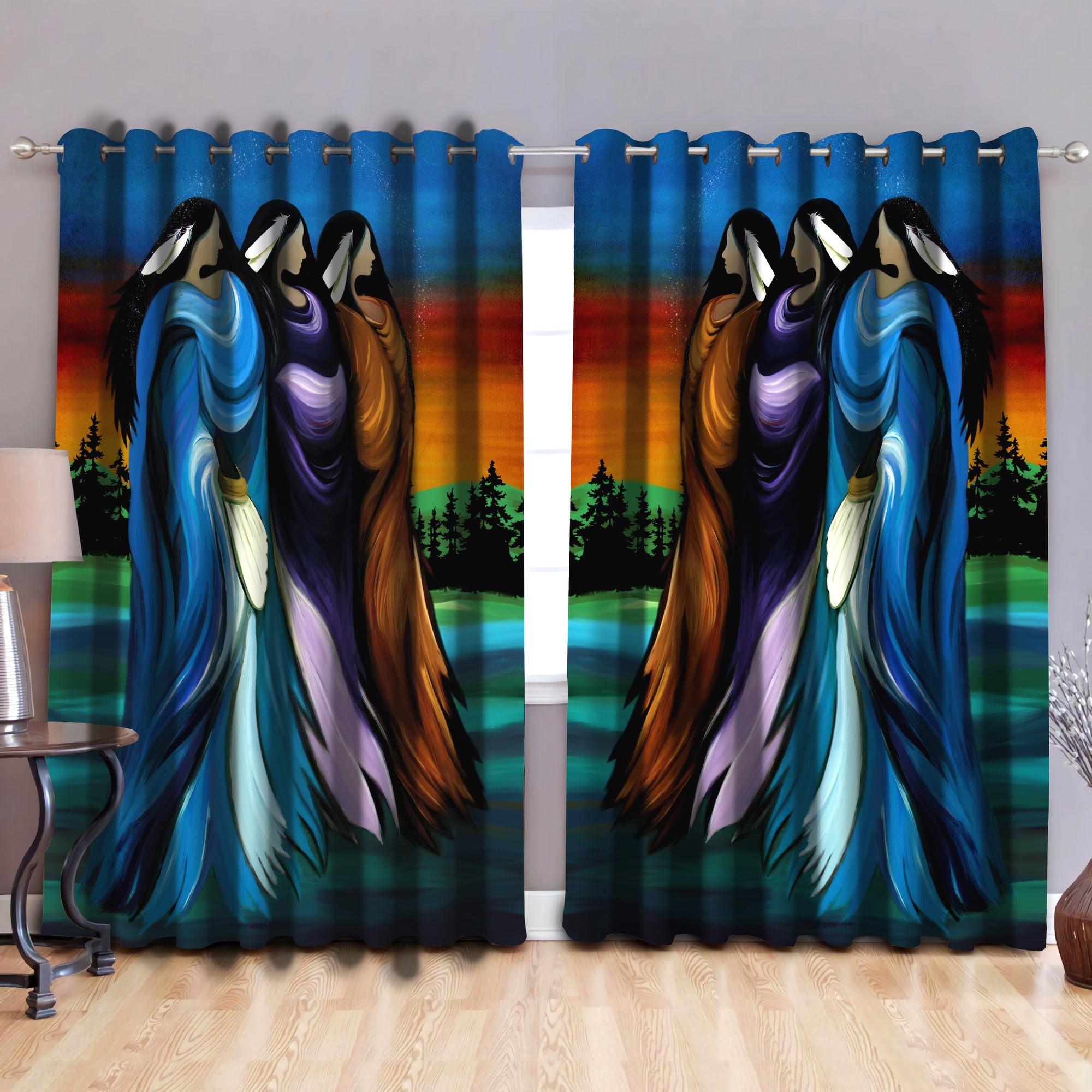 Native American Pow Wow Blackout Thermal Grommet Window Curtains Pi160501-Curtains-MP-52'' x 63''-Vibe Cosy™