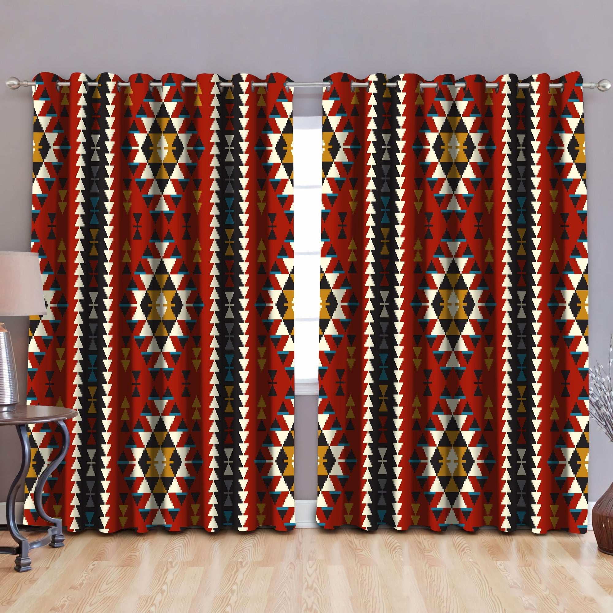 Native American Pattern Blackout Thermal Grommet Window Curtains Pi190509 - Amaze Style™-Curtains