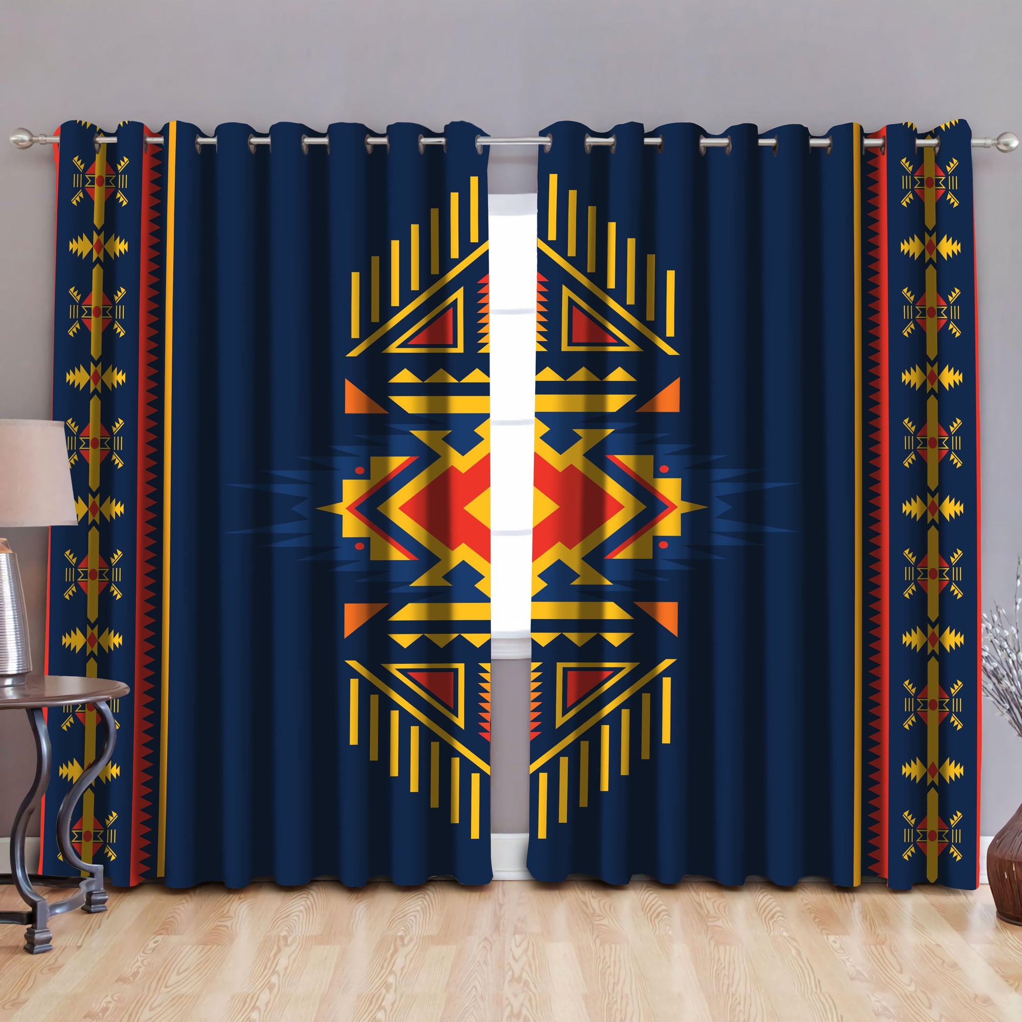 Native American Pattern Blackout Thermal Grommet Window Curtains Pi30052004