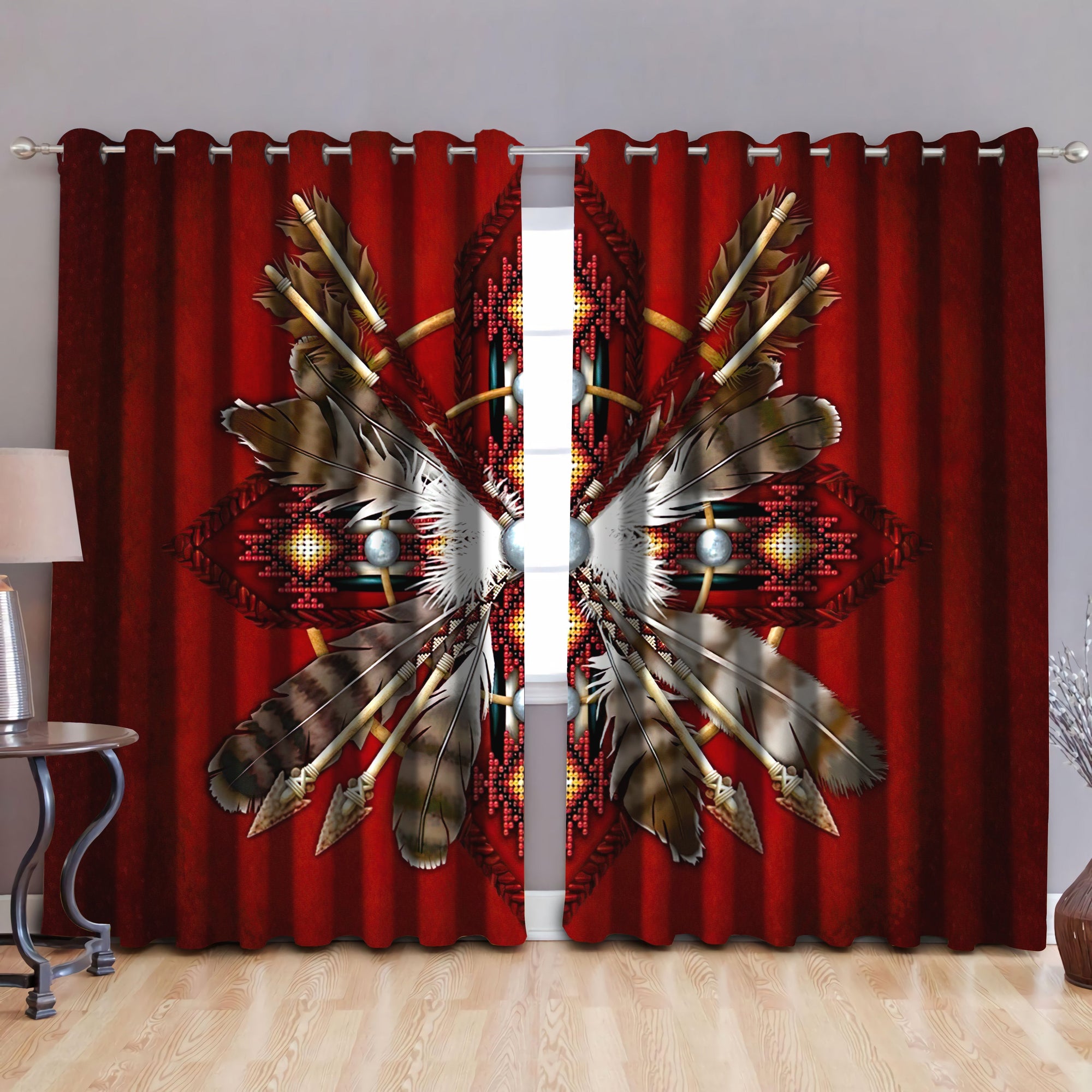 Native American Pattern Blackout Thermal Grommet Window Curtains Pi30052031