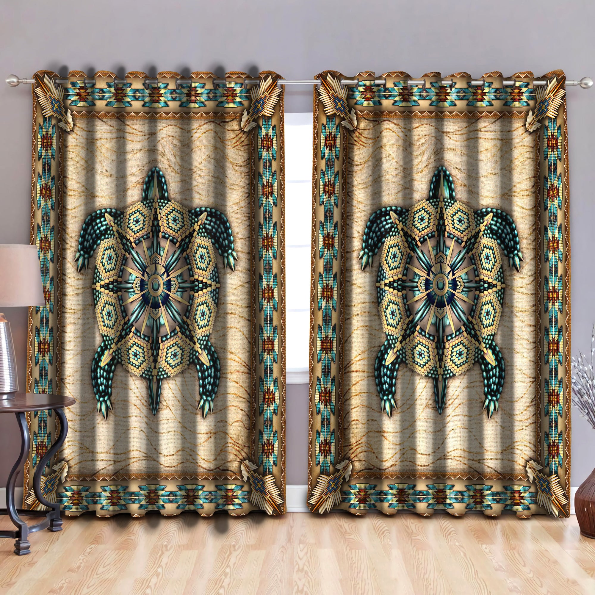 Native American Pattern Blackout Thermal Grommet Window Curtains Pi30052035