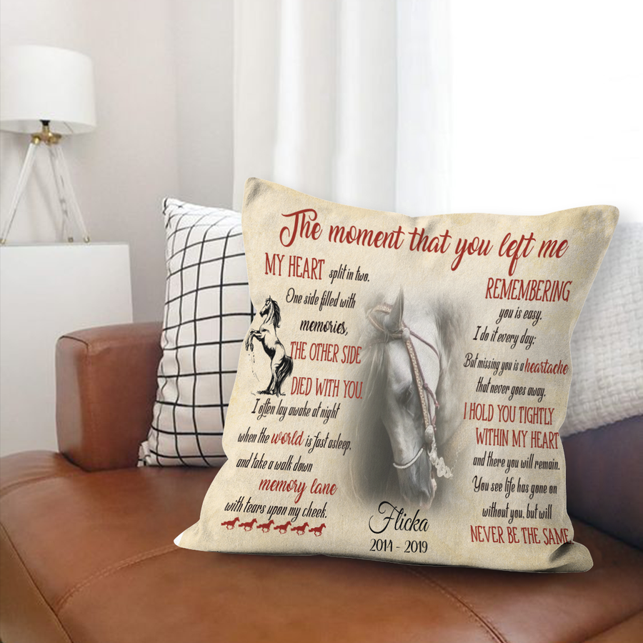 The Moment That You Left Me My Heart Split In Two Customized Pet Photo Picture Canvas Throw Pillow Memorial Gift