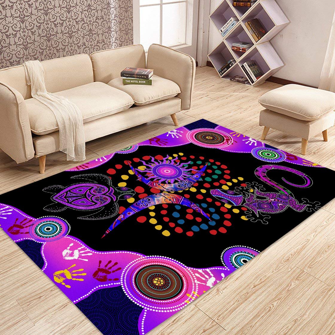 Aboriginal Naidoc Week 2021 Purple Turtle Lizard 3D print Rug