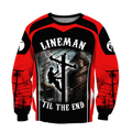 Premium Unisex All Over Printed Red And Black Lineman Shirts MEI