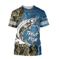 Trout Fishing blue Tattoo camo shirts for men and women